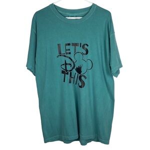 Comfort Colors Disney T-Shirt Unisex Large Green Let's Do This Short Sleeve